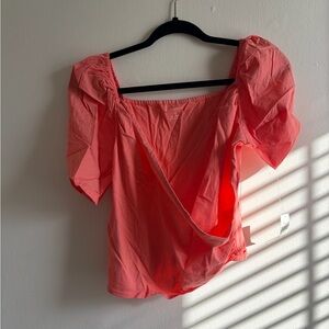Anthropologie Coral Puff Sleeve Blouse